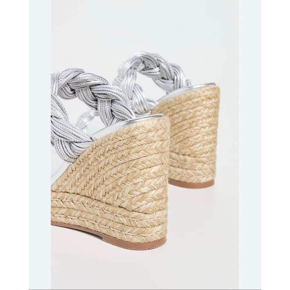 Stuart Weitzman braida espadrille silver wedge sandal size 8.5 - Picture 11 of 13
